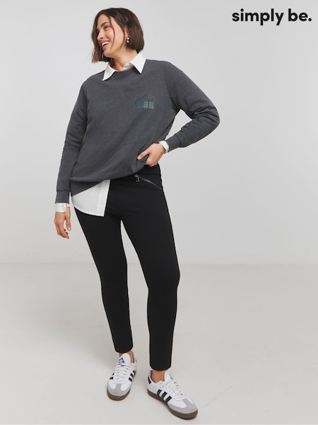 Simply Be Black Zip Detail Ponte Leggings (W94720) | €40