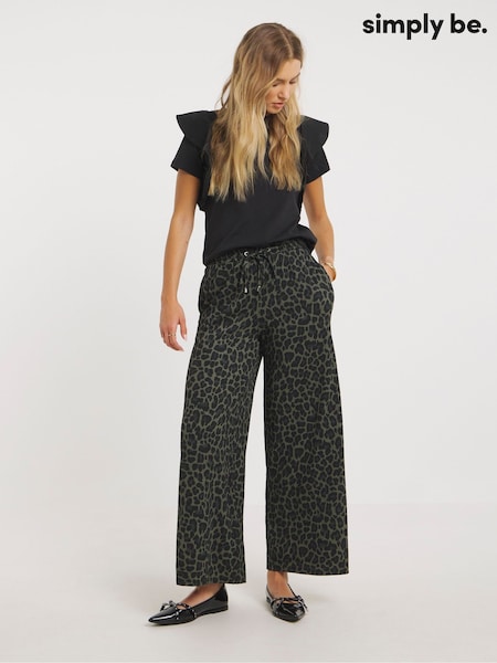 Simply Be Animal Textured Jersey Drawstring Wide Leg Trousers (W94743) | €48