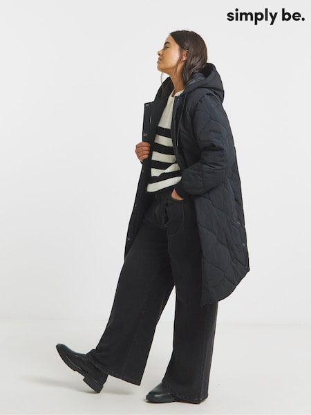 Simply Be Black Quilted Hybrid Jacket (W94759) | €90