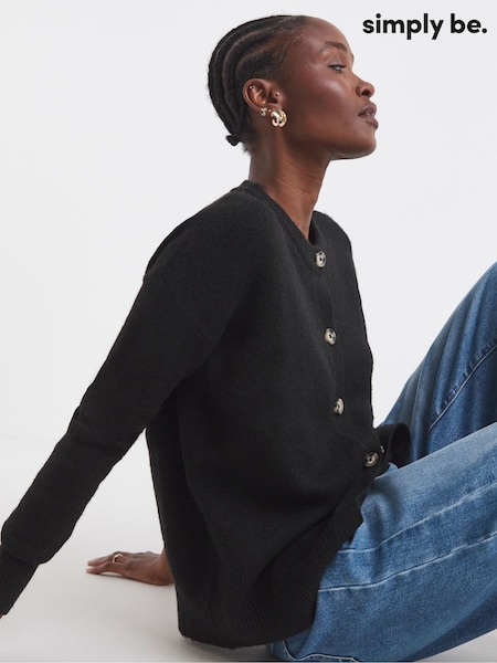 Simply Be Black Crew Neck Cardigan (W94762) | €34