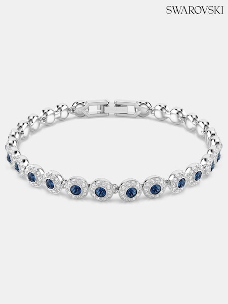 Swarovski Blue Rhodium Plated Round Cut Una Angelic Tennis Bracelet (W94780) | €228