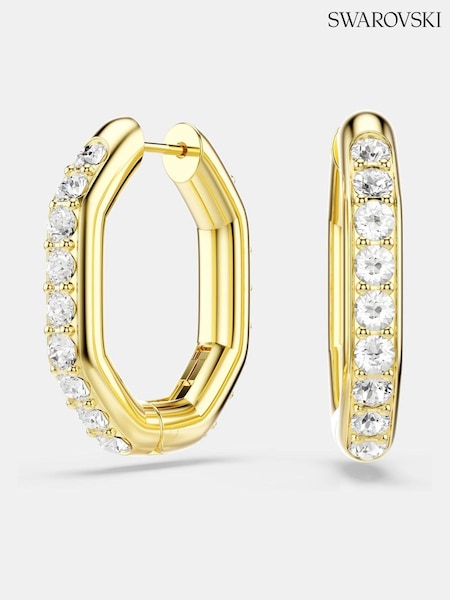 Swarovski White Gold Tone Round Cut Octagon Shape Dextera Hoop Earrings (W94782) | €164
