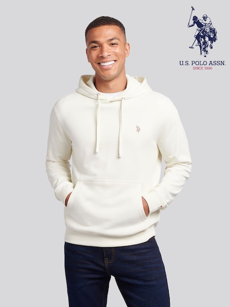 U.S. Polo Assn. White Mens Double Horsemen Loopback Hoodie (W94814) | R$ 590