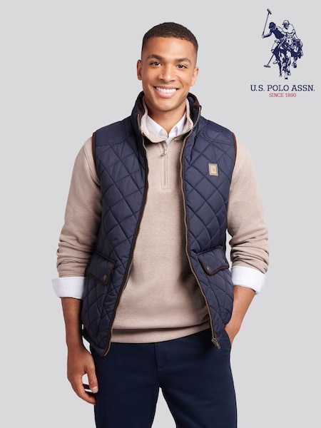 U.S. Polo Assn. Blue Mens Quilted Country Gilet (W94828) | €134