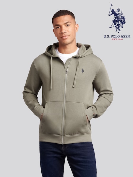 U.S. Polo Assn. Green Mens Double Horsemen Loopback Zip Hoodie (W94829) | €92