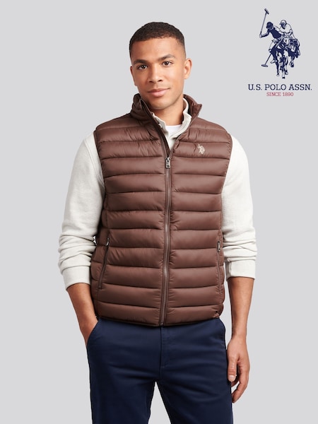U.S. Polo Assn. Brown Mens Bound Quilted Gilet (W94854) | R$ 740