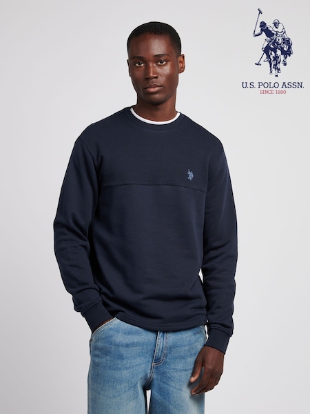 U.S. Polo Assn. Blue Mens Textured Cut and Sew Crew Sweatshirt (W94856) | €80