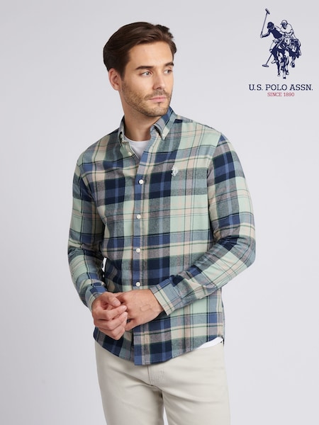 U.S. Polo Assn. Blue Mens Checked Buttondown Shirt (W94864) | AED379