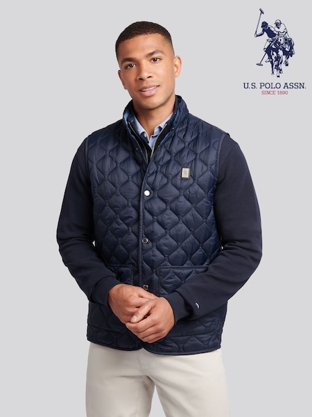 U.S. Polo Assn. Blue Mens Onion Quilt Lightweight Gilet (W94868) | €113