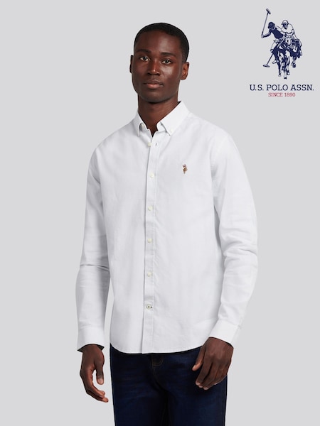 U.S. Polo Assn. Grey Mens Peached Oxford Shirt (W94884) | 312 QAR