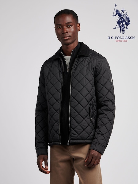 U.S. Polo Assn. Black Mens Diamond Quilt Padded Collared Jacket (W94920) | €177