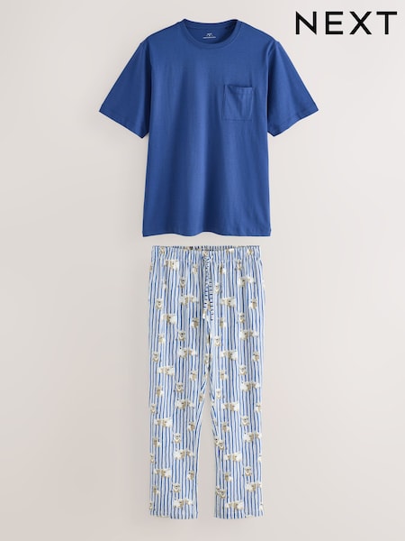 Blue Hamish the Highland Cow Jersey Short Sleeve Pyjamas Set (W94941) | AED122