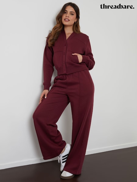 Threadbare Red Sweat Bomber Cardigan & Joggers Co-ord Set (W94984) | AED252