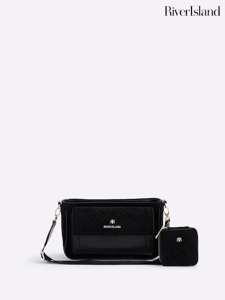 River Island Black Faux Suede Cross-Body Bag (W95127) | €50