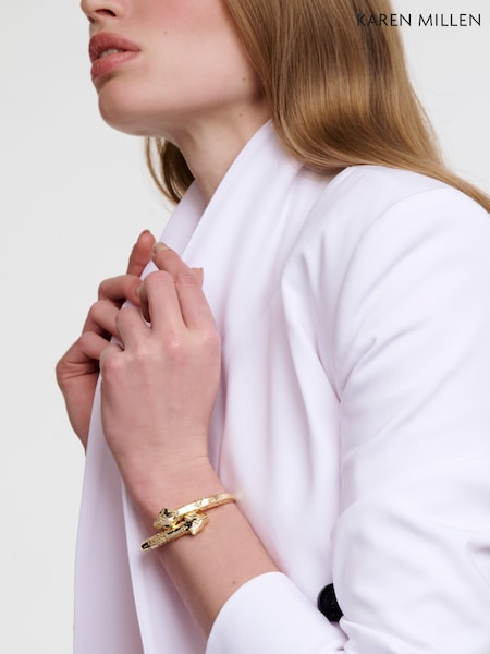 Karen Millen Gold Tone Leopard Print Cuff Bracelet (W95288) | €43