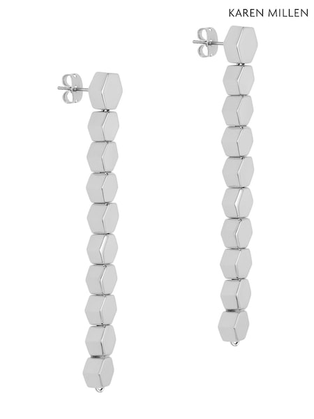 Karen Millen Silver Tone Mosaic Drop Earrings (W95290) | AED137