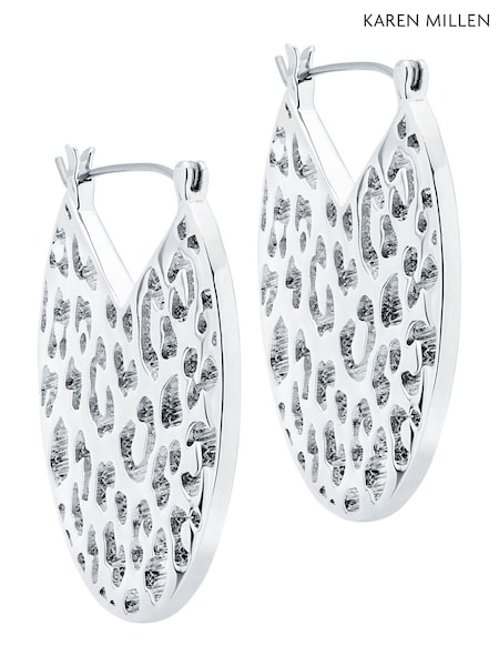 Karen Millen Silver Tone Leopard Print Spot Disc Earrings (W95294) | €80