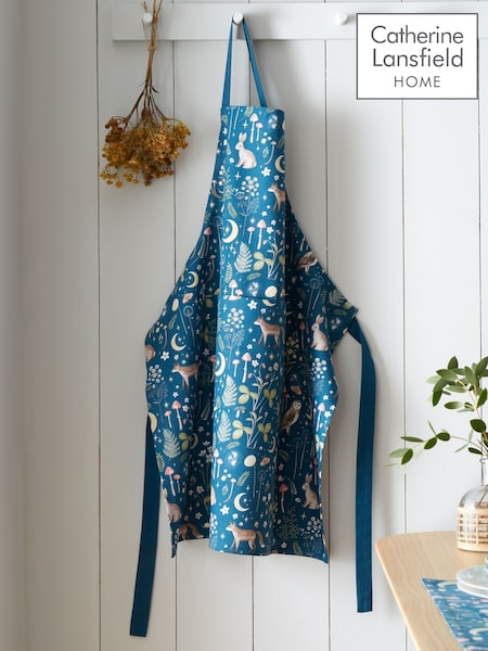 Catherine Lansfield Navy Blue Enchanted Twilight Animals Print Cotton Kitchen Apron (W95384) | AED58