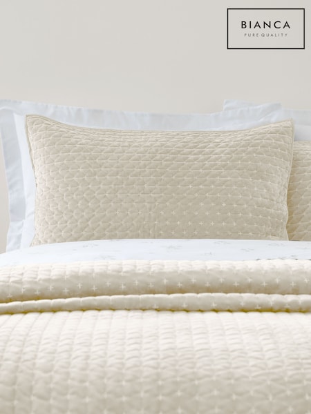 Bianca Natural Attica Velvet Embroidered Pillow Sham Pair (W95385) | 3,725 ISK