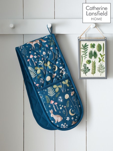 Catherine Lansfield Navy Blue Enchanted Twilight Animals Print Double Oven Gloves (W95386) | R$ 100