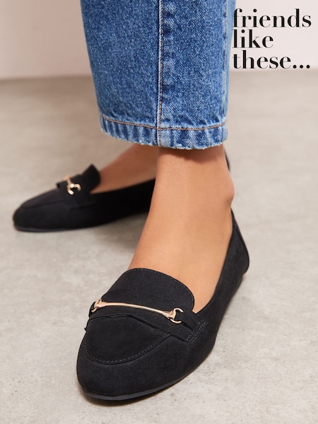 Friends Like These Black Standard Fit Faux Suede Snaffle Detail Smart Flat Loafers (W95944) | kr530