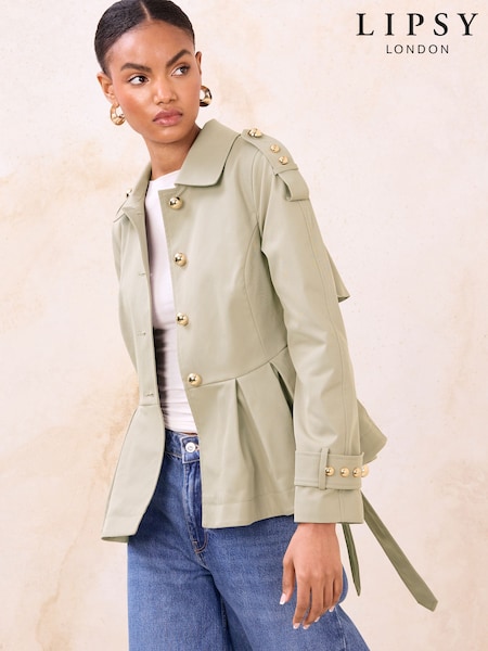 Lipsy Pleated Peplum Hem Trench Coat (W96014) | ¥ 16,410