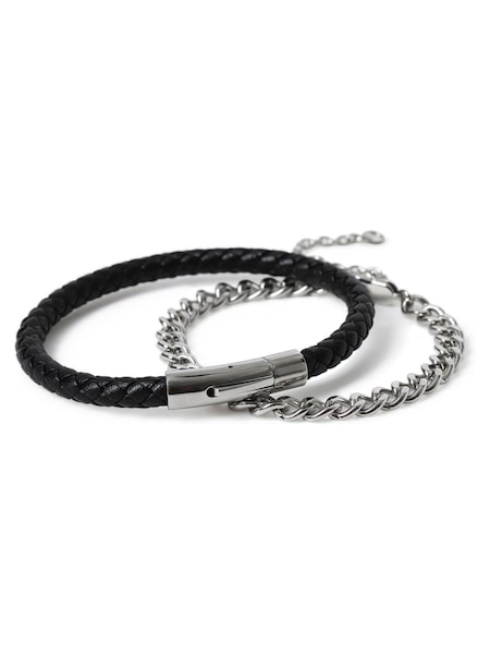 DCK Mens Leather And Stainless Steel Brown Bracelet Gift Box (W96219) | €57