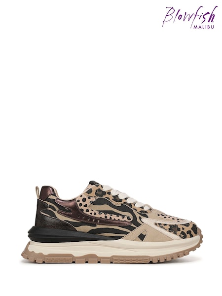 Blowfish Malibu Regular Fit Animal Print Leo Lace Up Trainers (W96411) | €83