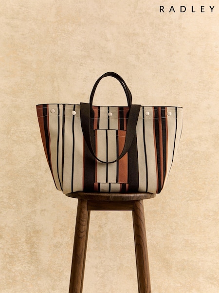 Radley Large Hadleigh Place Stripe Open Top White Tote Bag (W96472) | 253 €