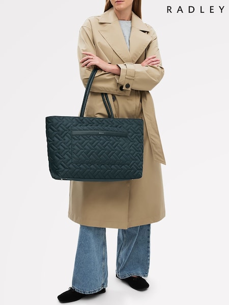Radley Large Green Holland Park Quilt Zip Top Tote Bag (W96622) | 211 €
