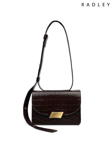 Radley Small The Belsize Faux Croc Flapover Shoulder Brown Bag (W96636) | R$ 2.555
