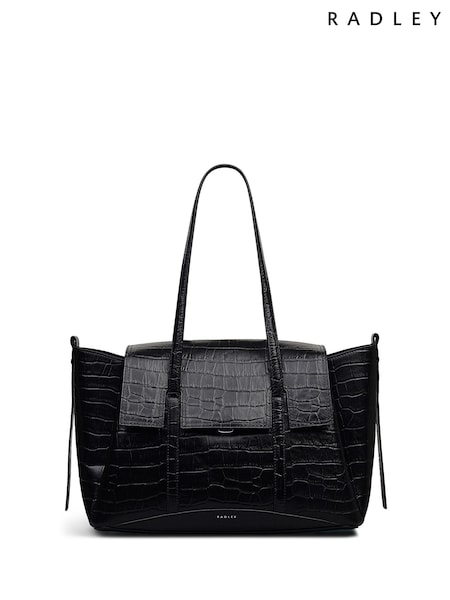 Radley Medium The Chancery Faux Croc Flapover Shoulder Black Bag (W96641) | € 394