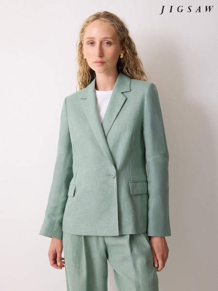 Jigsaw Green Maree Irish Linen Short Blazer (W96653) | €338