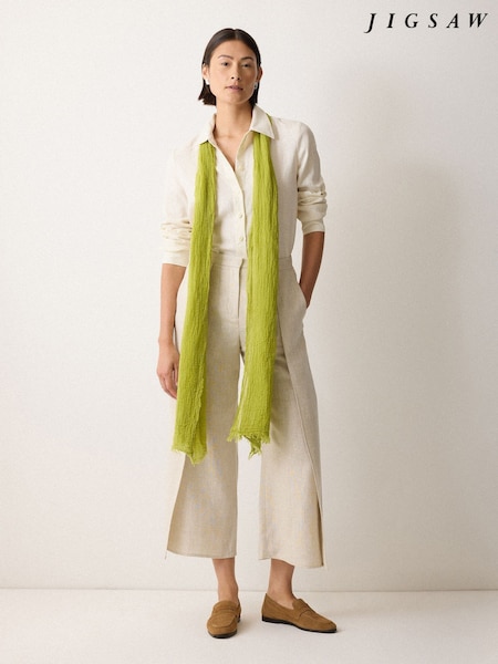 Jigsaw Green Crinkle Cotton Woven Scarf (W96654) | €77