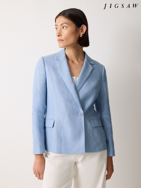 Jigsaw Blue Maree Irish Linen Short Blazer (W96662) | €338