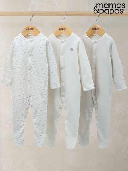 Mamas & Papas Cloud Stripe Sleepsuits 3 Pack (W96672) | R$ 215