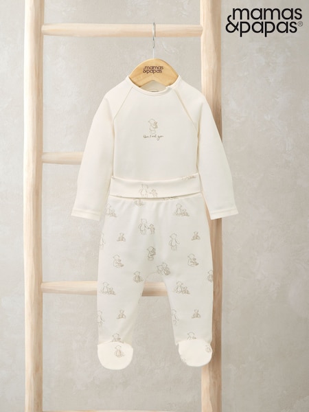 Mamas & Papas Cream Teddy Bear Print Bodysuit and Bottoms Set (W96681) | €31