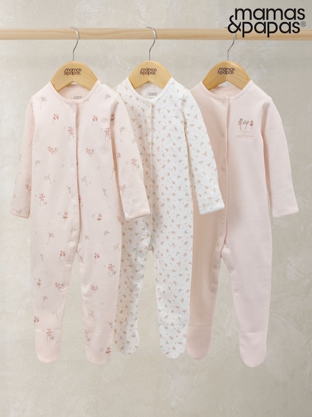 Mamas & Papas Ditsy Floral Sleepsuits 3 Pack (W96688) | R$ 215