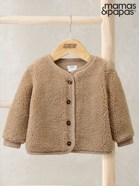 Mamas & Papas Borg Brown Jacket with Rib Cuffs (W96698) | €42