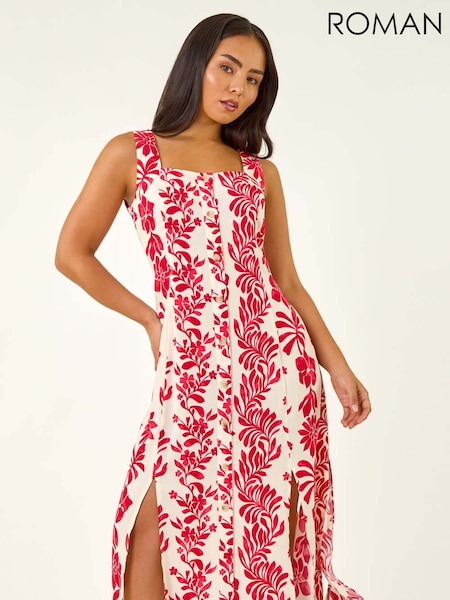 Roman Red Petite Button Front Midi Dress (W96717) | €69