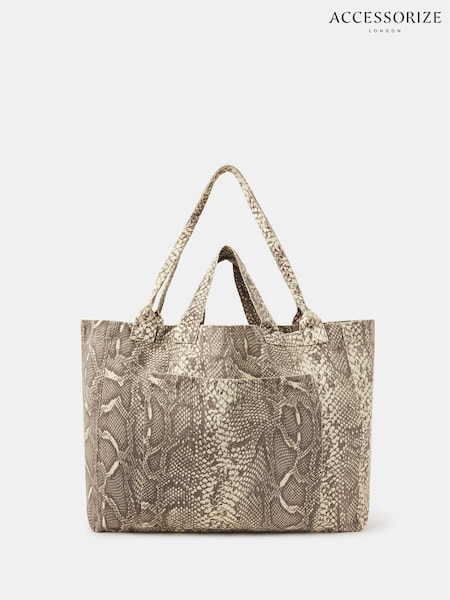 Accessorize Brown Snakeskin Print Shopper Bag (W96747) | €35