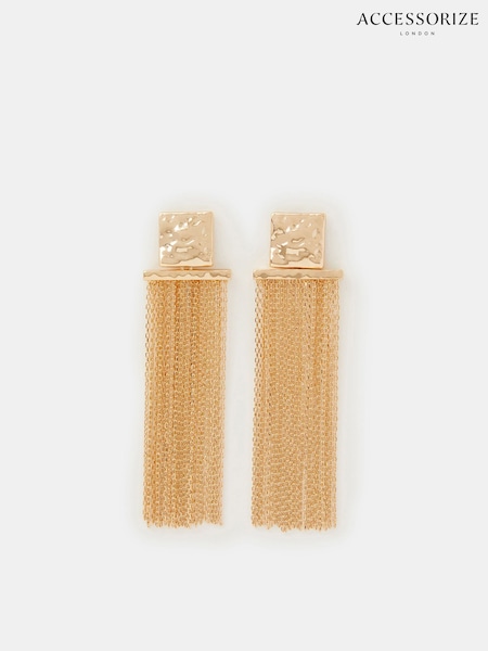 Accessorize Gold Tone Molten Square Chain Drop Earrings (W96755) | €21.50
