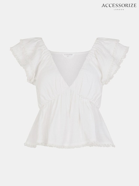 Accessorize White Sleeveless Frilly Tassel Blouse (W96759) | €44