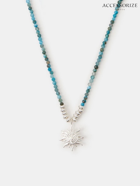 Accessorize Silver Sterling Plated Bead Sun Pendant Necklace (W96763) | €31