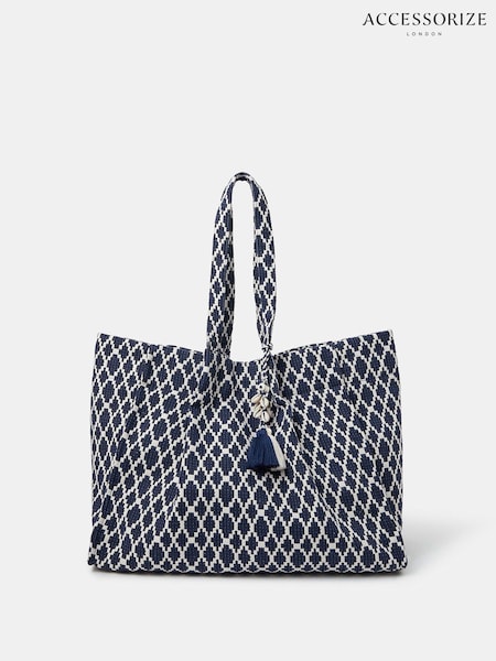 Accessorize Blue Geometric Tote Bag (W96766) | R$ 315