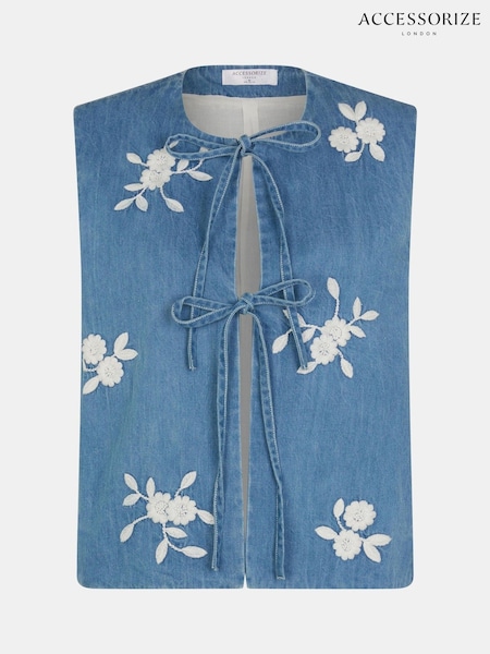 Accessorize Floral Print Embroidered Denim Waistcoat (W96767) | 71 €