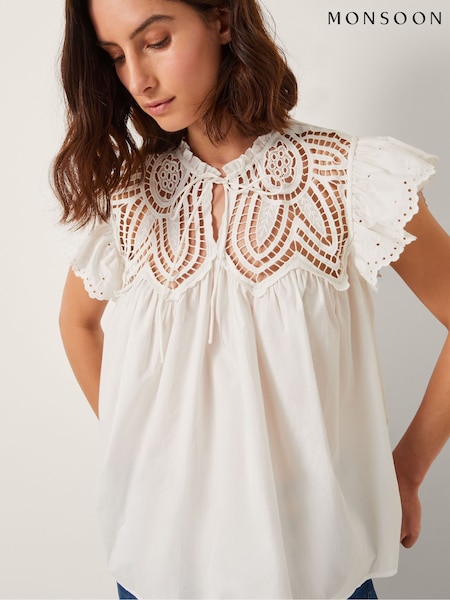 Monsoon Zadie Broderie Frill Top (W96951) | R$ 640