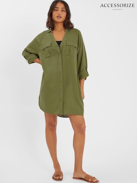 Accessorize Green Long Sleeve Beach Cover-Up Shirt (W96961) | R$ 345