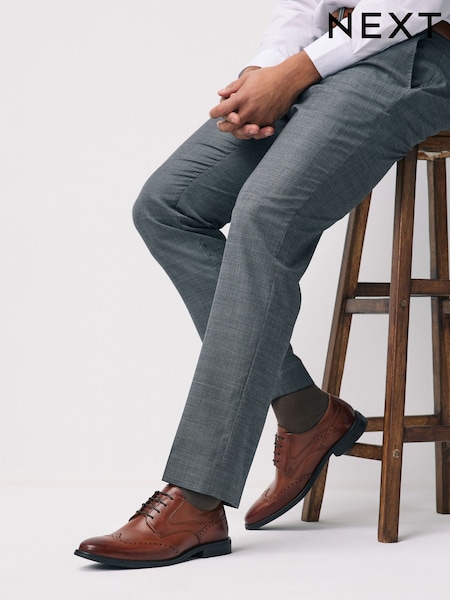 Tan Brown Leather Wingcap Brogue Shoes (W97068) | SGD 97