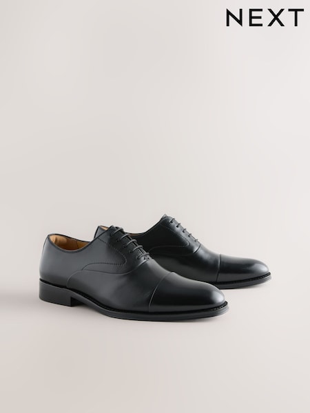 أسود - Leather Oxford Toe Cap Shoes (W97073) | ‏352 ر.س.‏